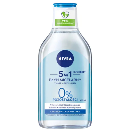 Освіжаюча міцелярна вода NIVEA 3 в 1 з вітаміном Е та молекулами кисню, 400 мл